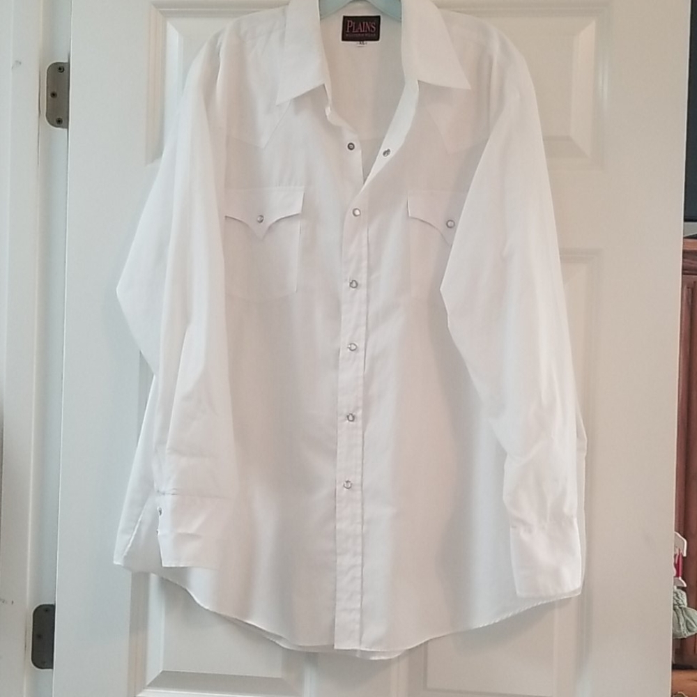 White button down with pearl buttons
